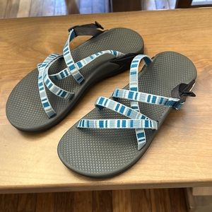 Chaco backless sandals.